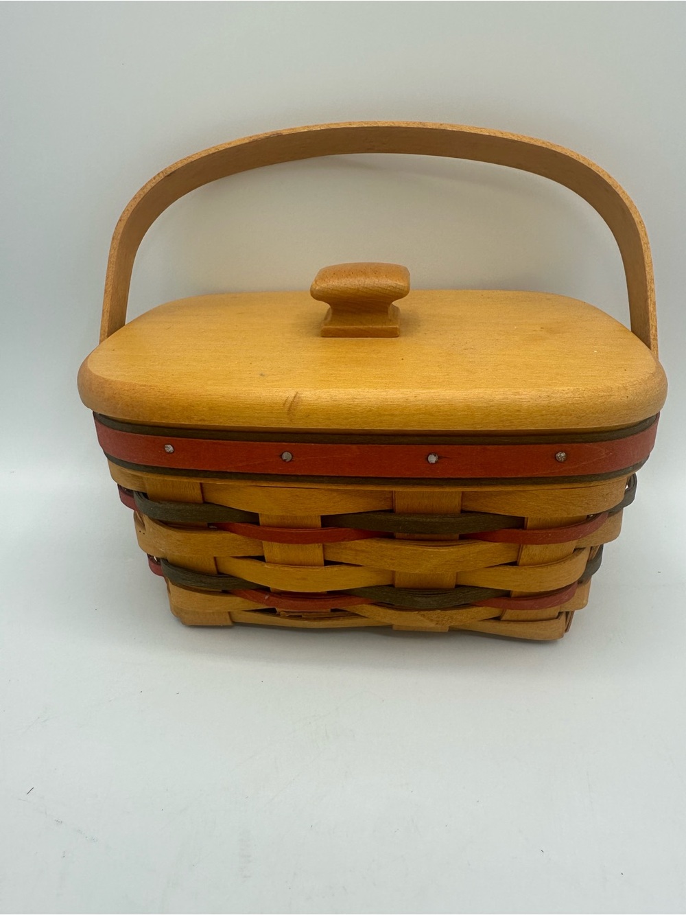 Longaberger 1997 All American Patriot Basket Combo Handle Lid Plastic Liner
